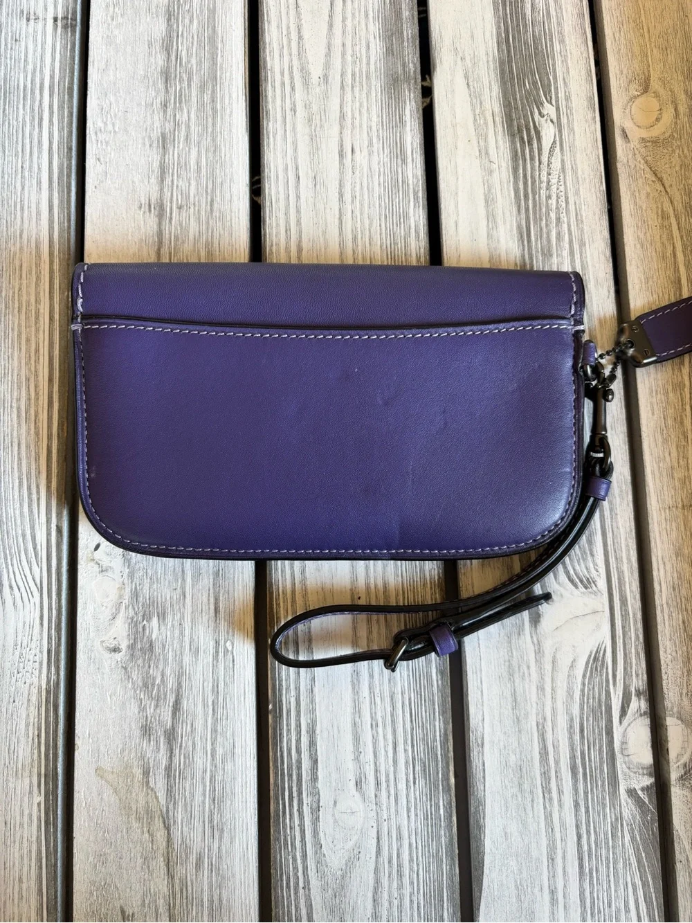 Coach Purple Leather Wristlet Wallet